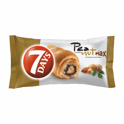 Croissant cu dubla umplutura crema de arahide si cacao 7 Days 80 g