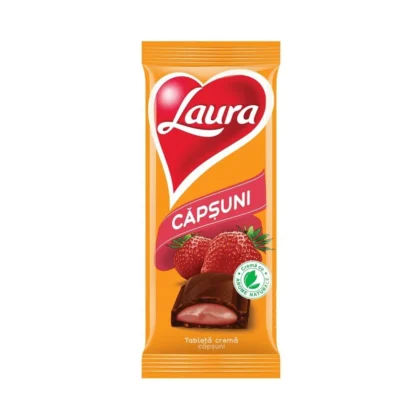 Ciocolata tablete cu crema capsuni Laura 95 g