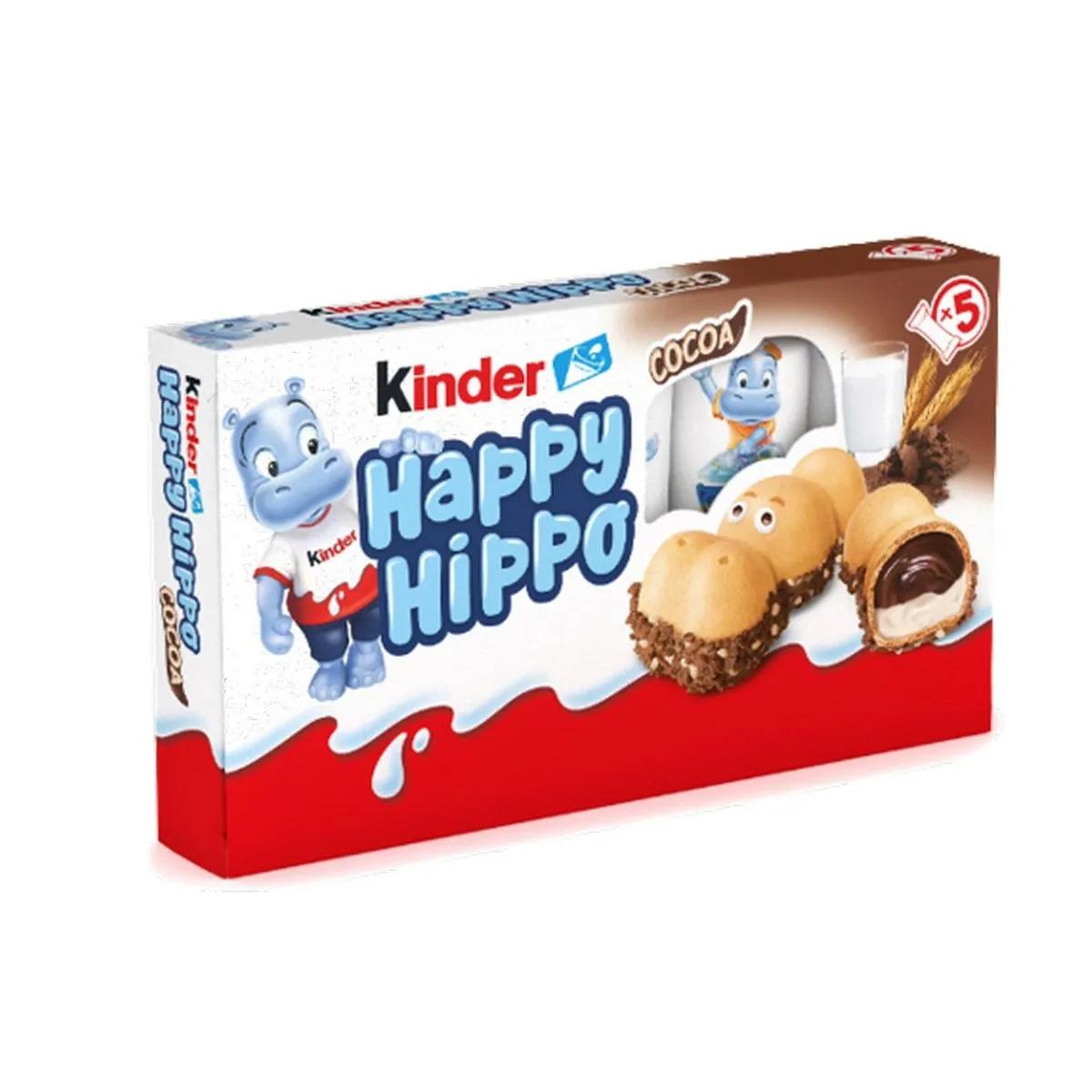 Napolitane cu umplutura cu crema cu lapte si cacao Kinder Happy Hipo, 103.5 g