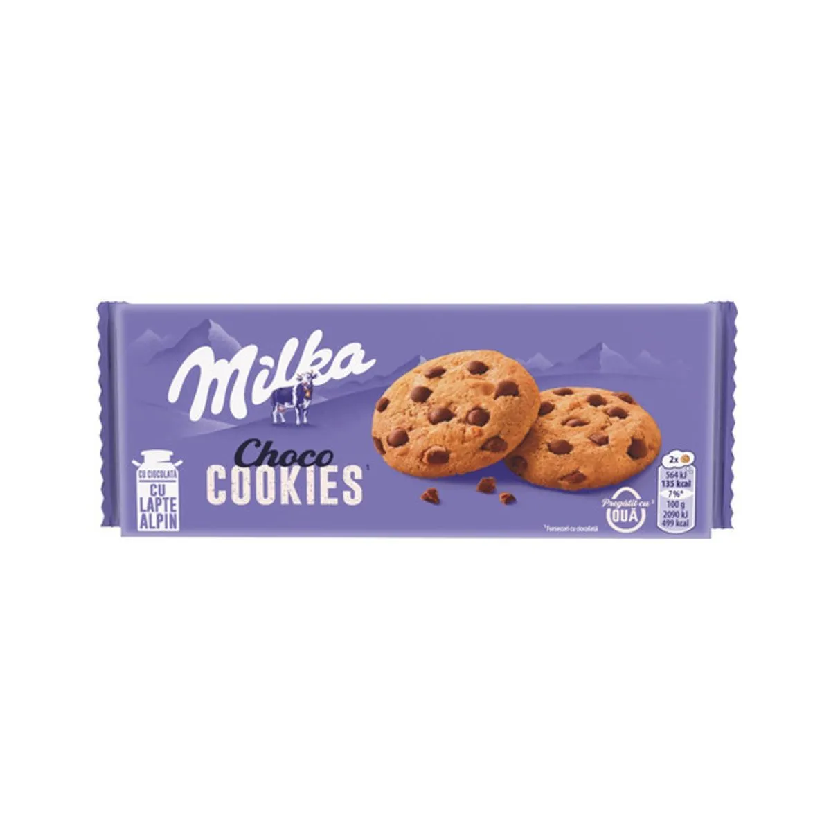 Fursecuri cu bucati de ciocolata cu lapte Milka Choco Cookies, 135 g