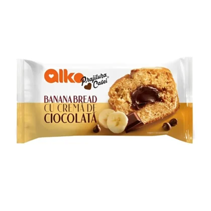 Prajitura casei cu piure de banane si crema de ciocolata Alka 55 g