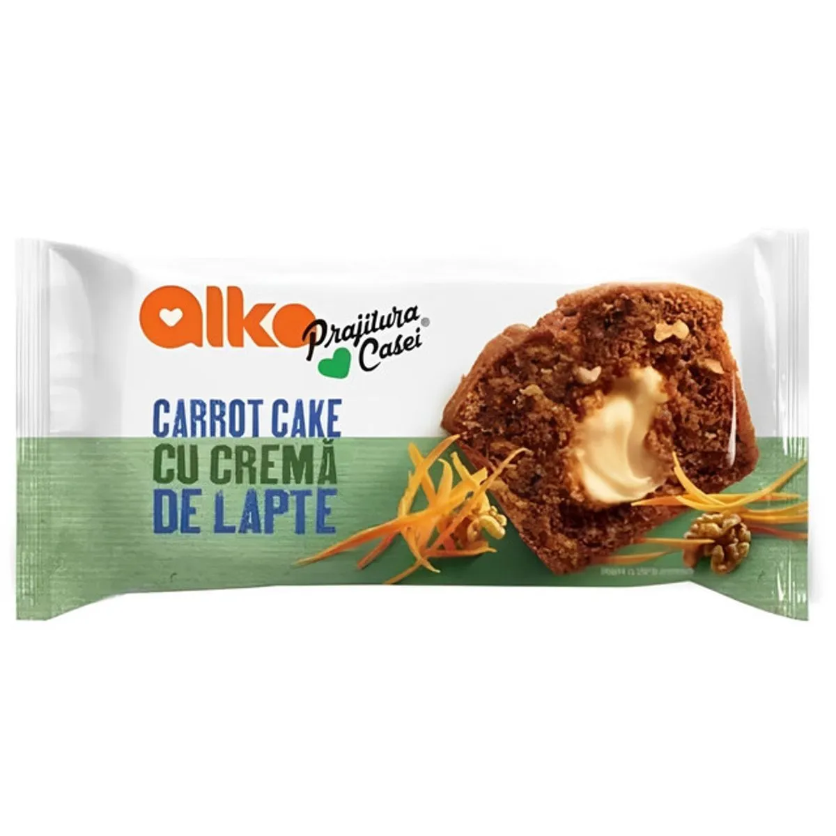 Prajitura casei cu morcov, nuca si crema de lapte Alka 55 g