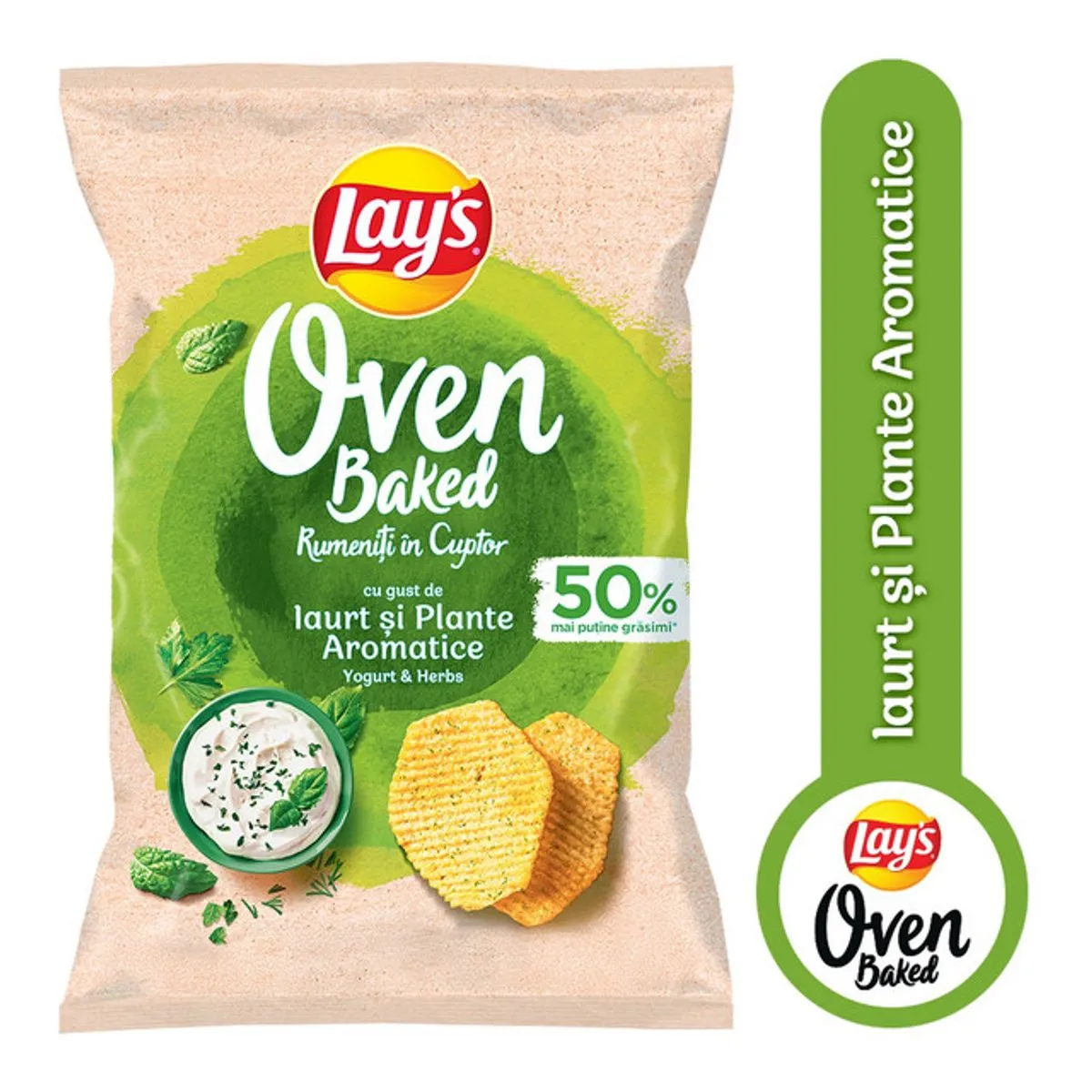 Chipsuri cu gust de iaurt si ierburi aromatice Lay's, rumeniti in cuptor 105 g