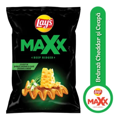 Chipsuri cu branza cheddar si ceapa Lay's Maxx 115 g