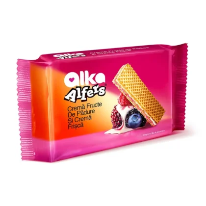 Napolitane Alfers cu doua creme: fructe de padure si frisca 170g