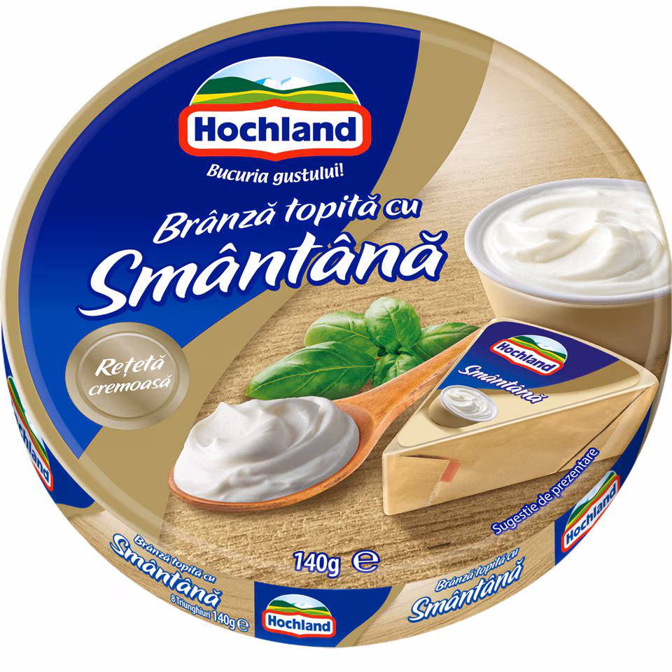 Hochland branza topita triunghiuri cu smantana 140g