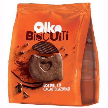 Biscuiti glazurati Alka cu aroma de ciocolata 180 g